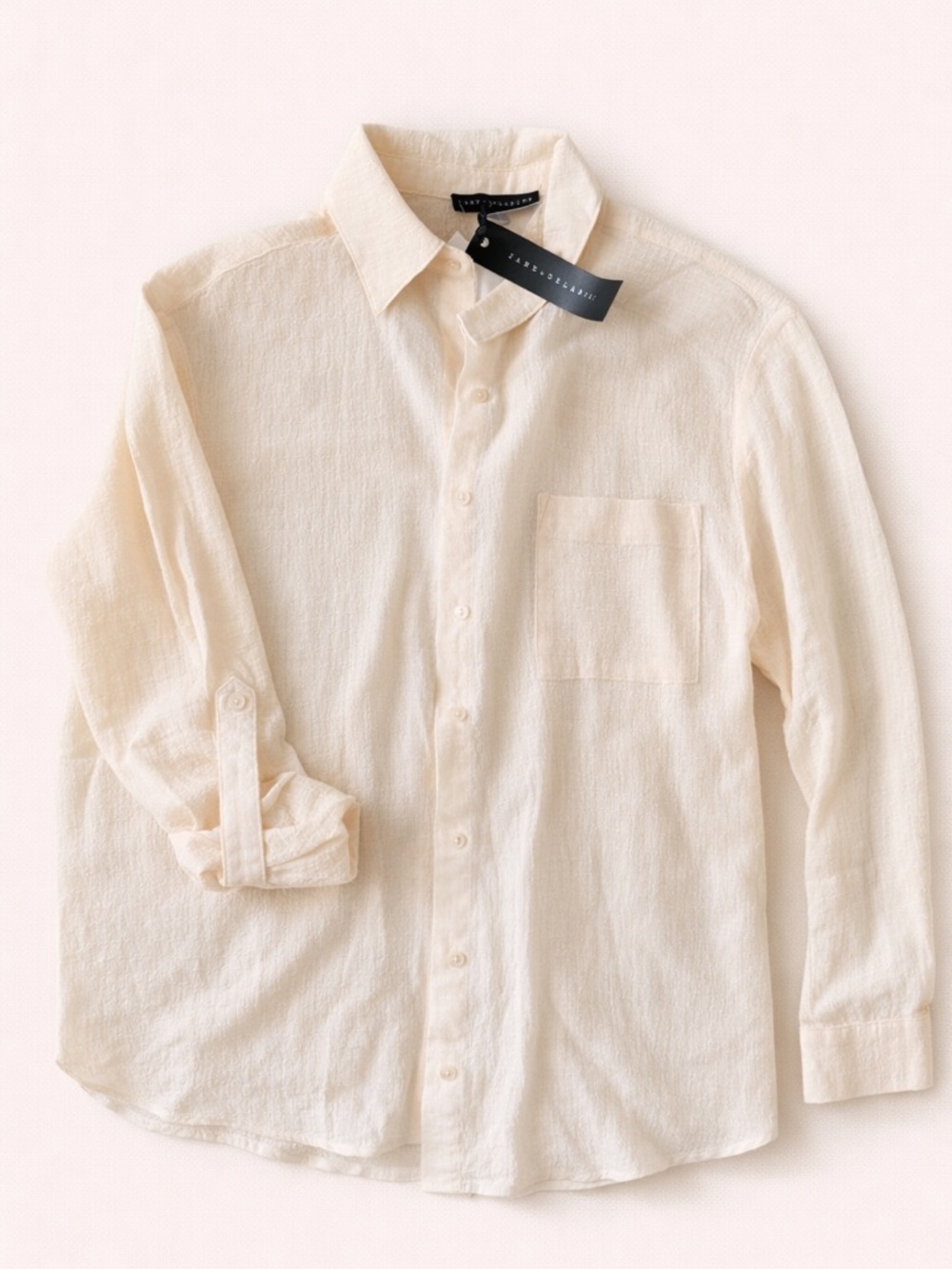 Jane and Delancey Women’s Oversized Cream Button-Up Blouse/Shirt